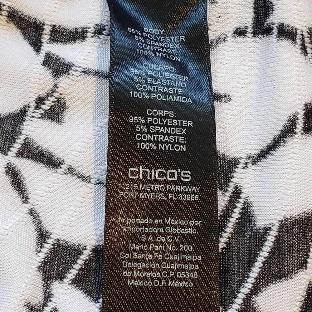 Chicos Travelers Tunic Top Slinky Knit Women’s Size Large or 2 Black Floral - Picture 7 of 10